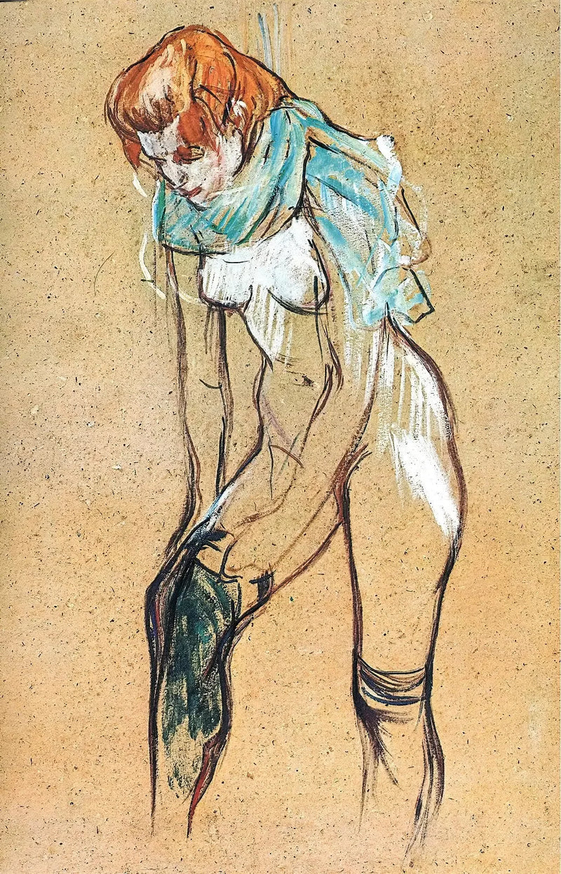 Kvinde der trækker sin strømpe - Henri de Toulouse-Lautrec