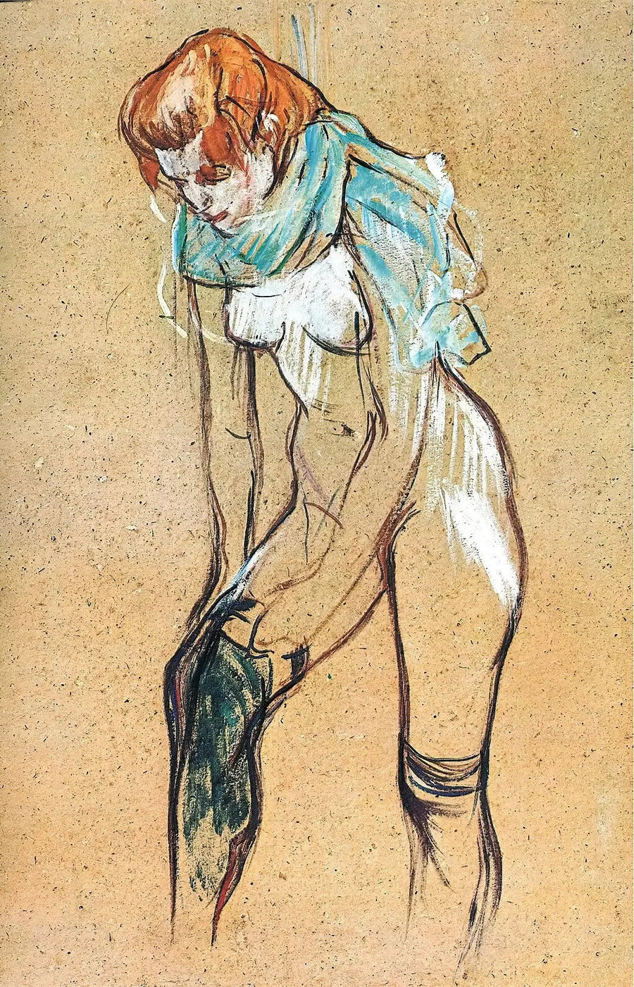 Kvinde der trækker sin strømpe - Henri de Toulouse-Lautrec