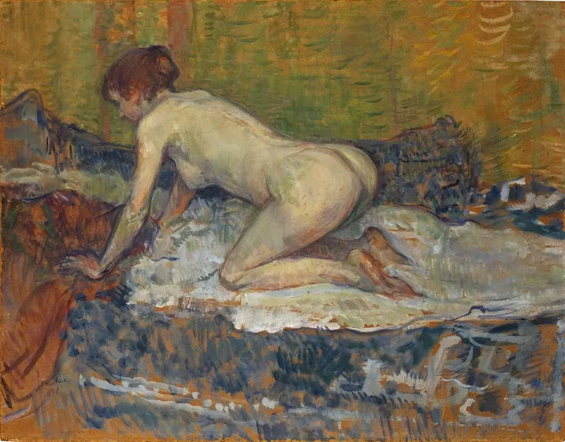 Rødhaired kvinde i knæstående stilling - Henri de Toulouse-Lautrec