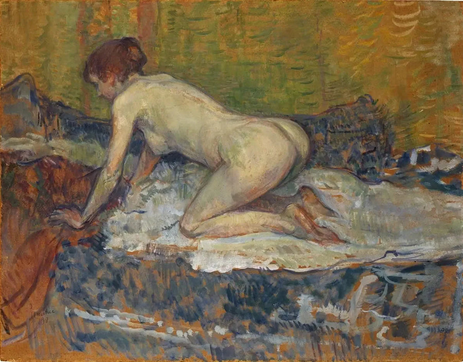 Rødhaired kvinde i knæstående stilling - Henri de Toulouse-Lautrec