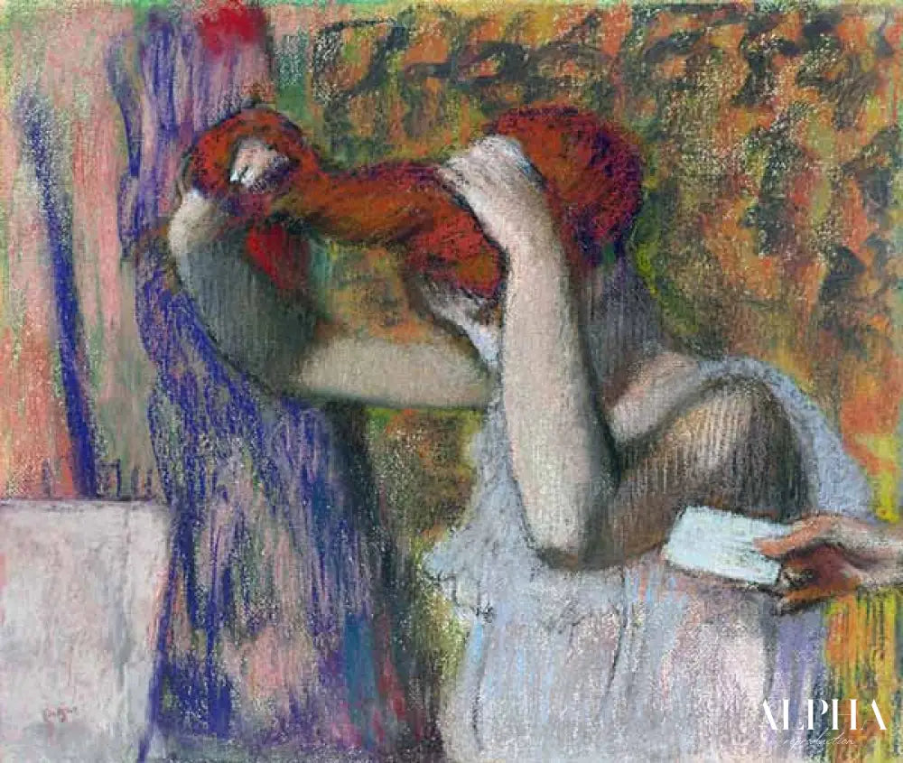 Femme se coiffant, la lettre - Edgar Degas - Reproductions de tableaux et peintures haut de gamme