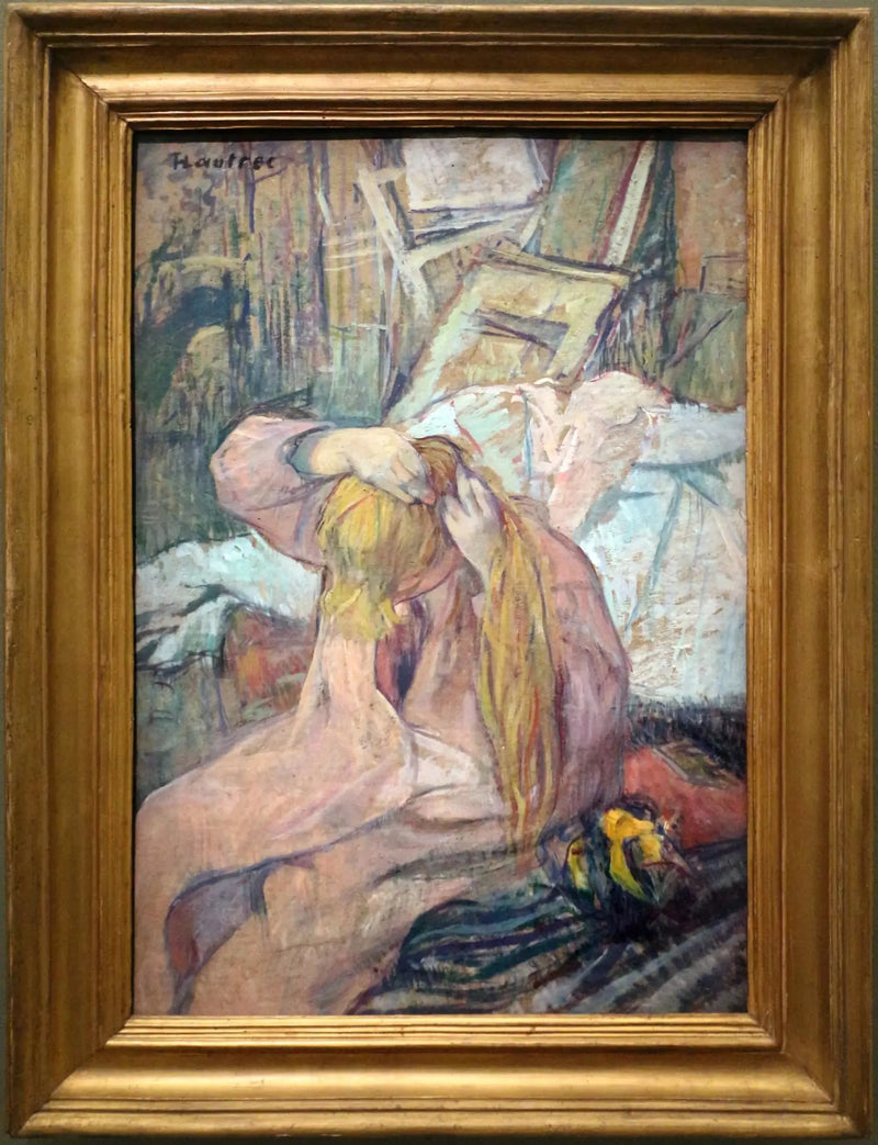 Kvinde der frisurer sig. Den der kæmmer sig - Henri de Toulouse-Lautrec