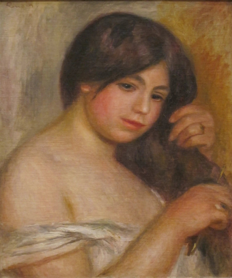 Kvinde der børster sit hår - Pierre-Auguste Renoir