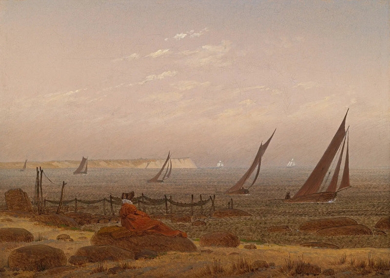 Kvinde på stranden ved Rügen - Caspar David Friedrich