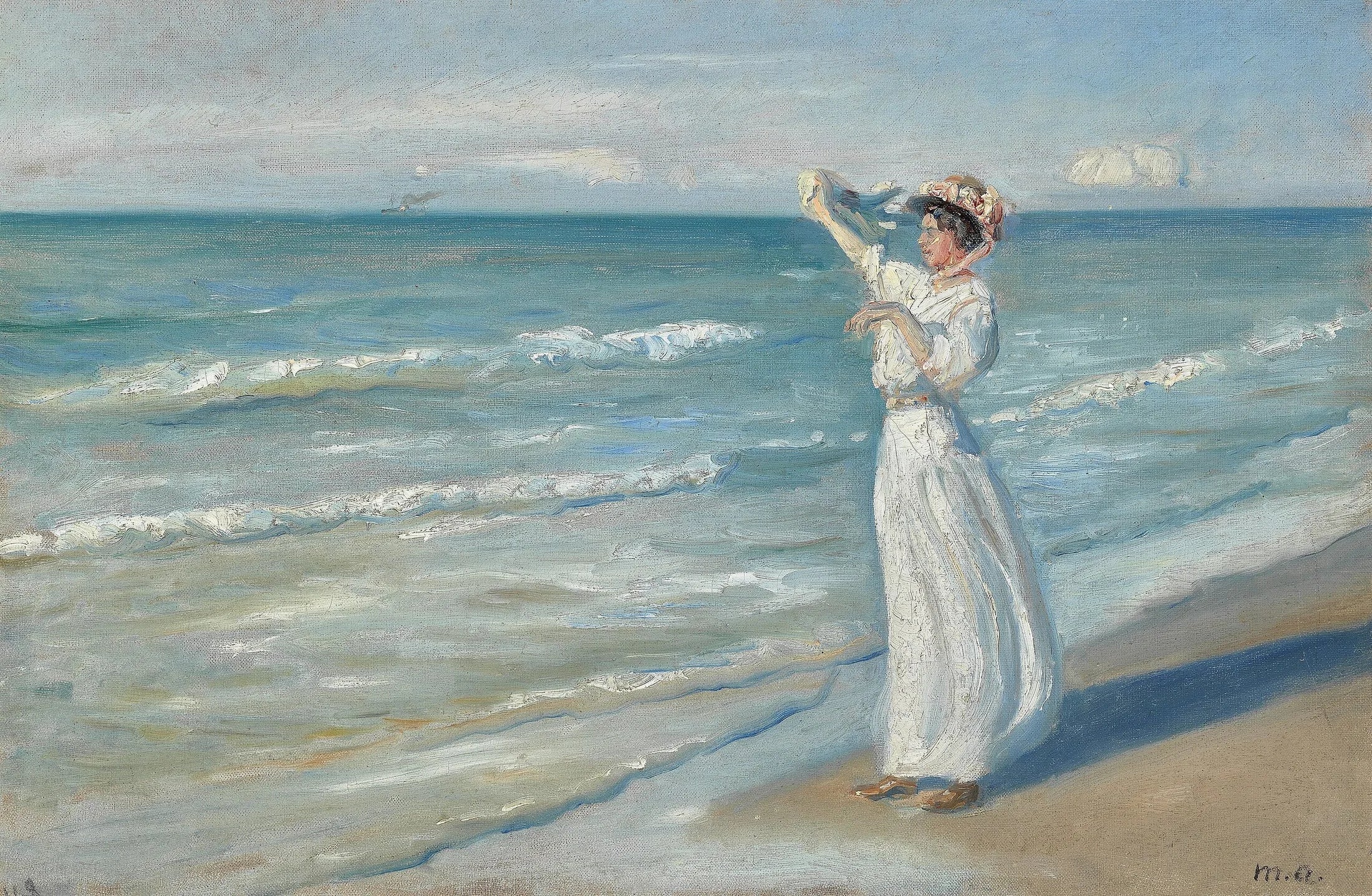 Femme sur une plage. - Michael Peter Ancher image 1 copie de tableau peinte à la main