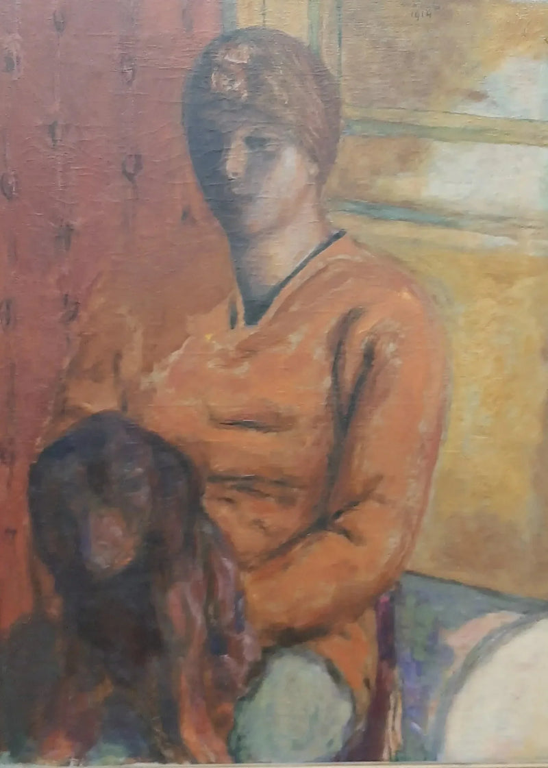 Kvinde med en hund på sit skød - Pierre Bonnard