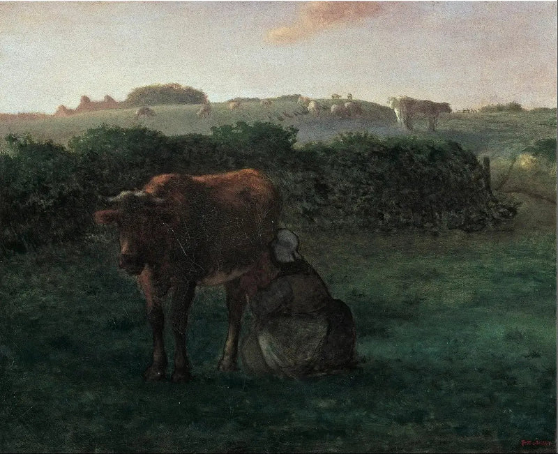 Kvinde tegner en ko - Jean-François Millet