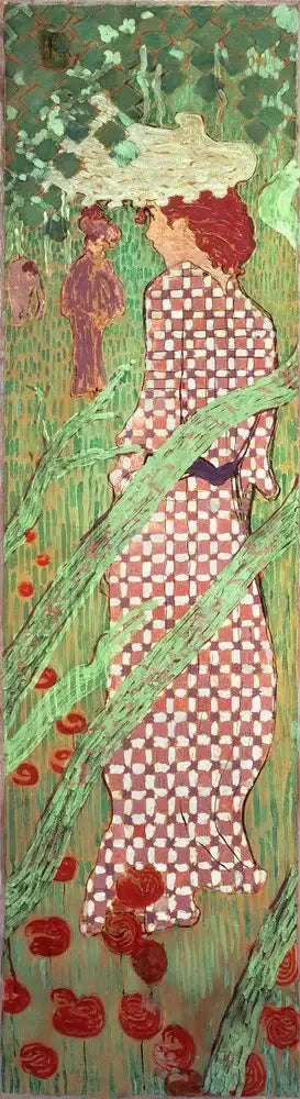 Kvinder i haven: kvinde i ternet kjole - Pierre Bonnard