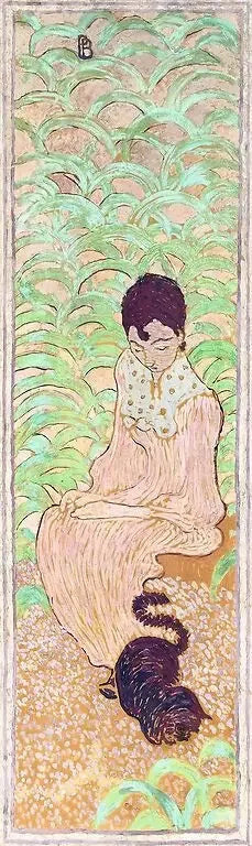 Kvinder i haven: kvinde siddende med kat - Pierre Bonnard