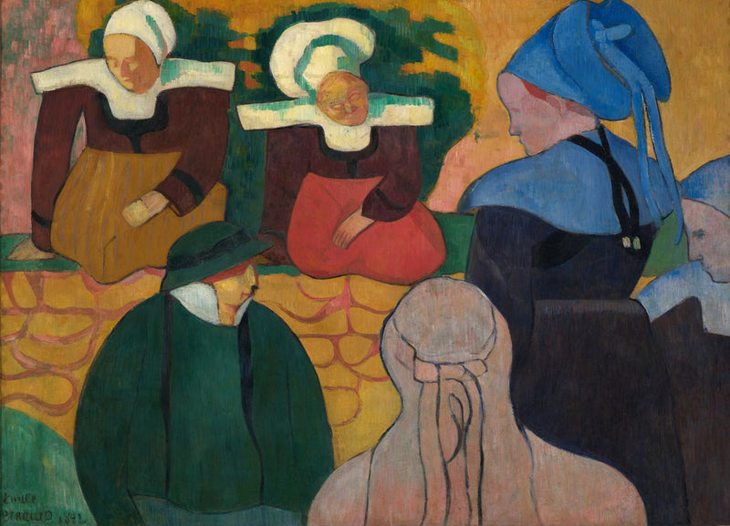 Kvinder fra Bretagne foran en væg - Émile Bernard