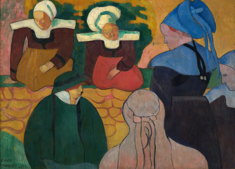 Kvinder fra Bretagne foran en væg - Émile Bernard