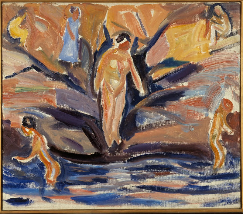 Kvinder og børn, der bader - Edvard Munch