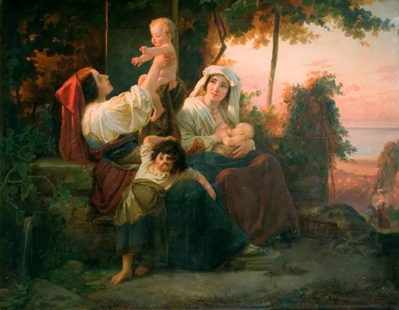 Italienske kvinder i en vinmark nær Rom - Julius Schrader