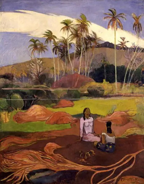 Femmes près des palmiers - Paul Gauguin image 1 reproduction de peinture à l’huile