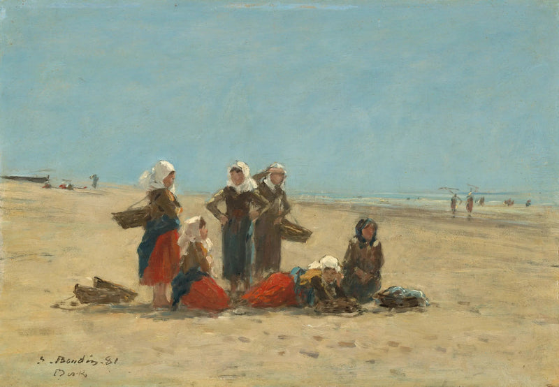 Kvinder på stranden i Berck - Eugène Boudin
