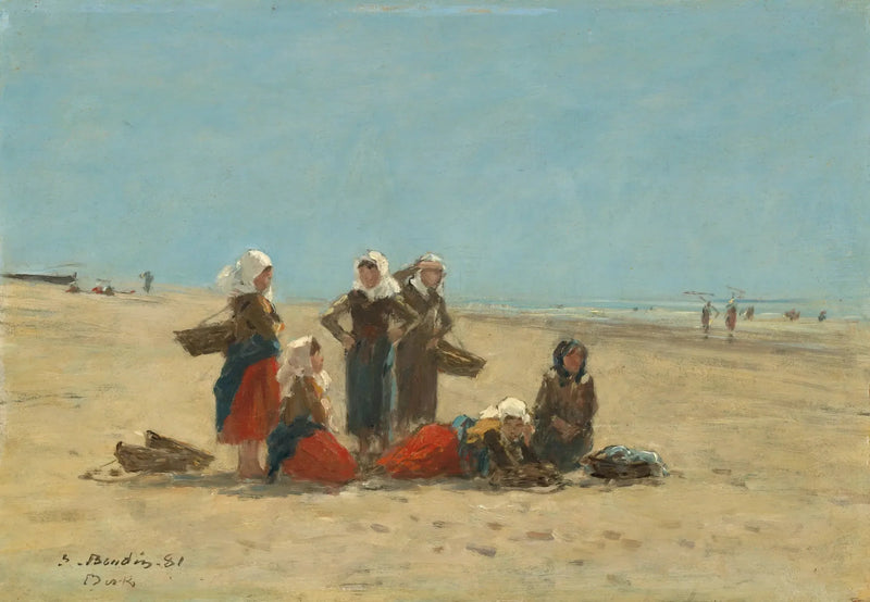 Kvinder på stranden i Berck - Eugène Boudin
