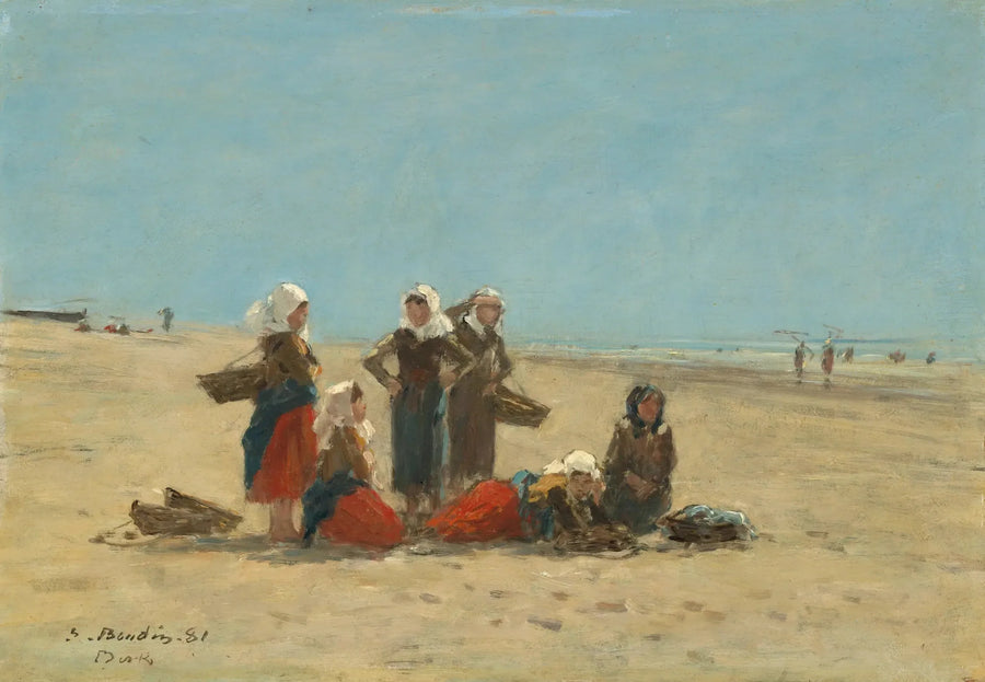Kvinder på stranden i Berck - Eugène Boudin