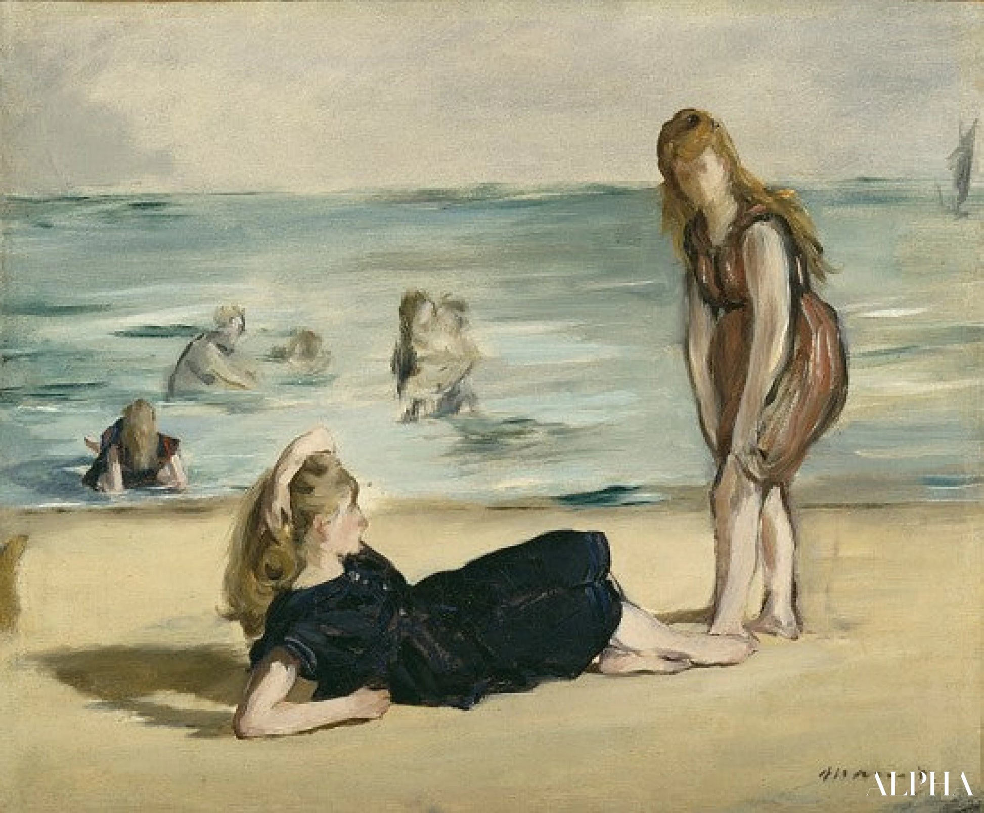 Kvinder på stranden - Edouard Manet - Reproduktioner af malerier og højkvalitets malerier