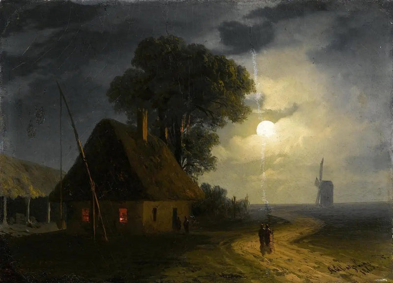 Fæstning og mølle ved månelys - Ivan Aïvazovski