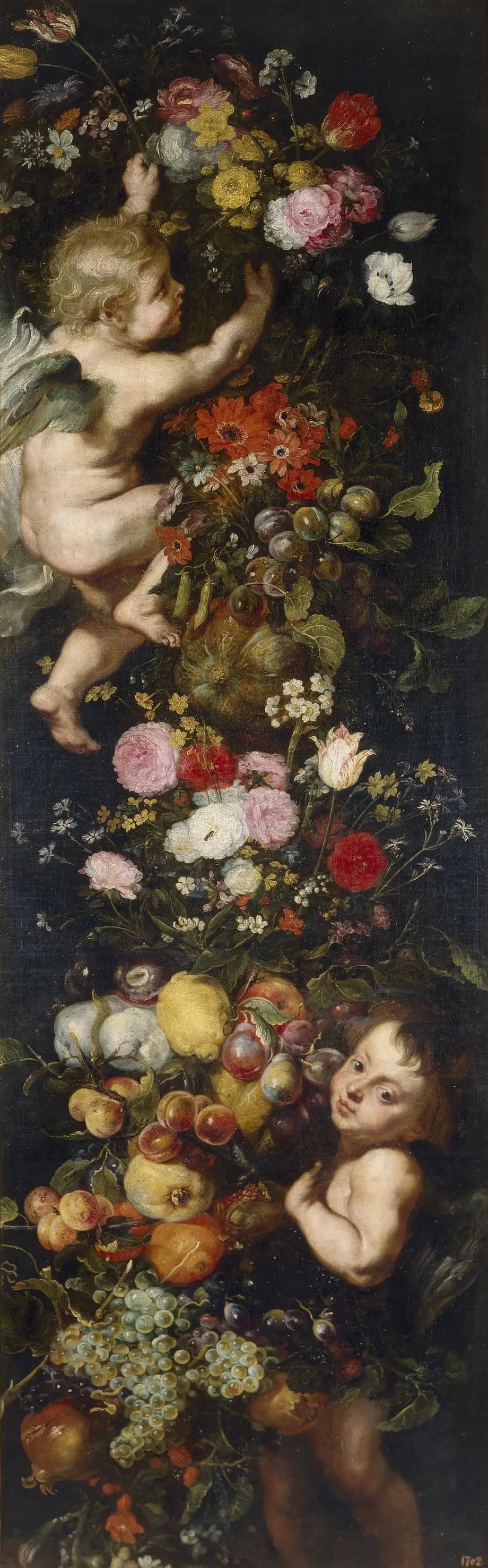 Festoon of Flowers and Fruits and Cherubs - Peter Paul Rubens image 1 reproduction réalisée par Alpha Reproduction