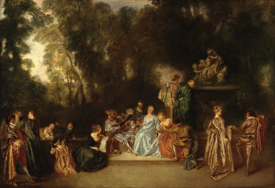 Udendørs fest - Antoine Watteau