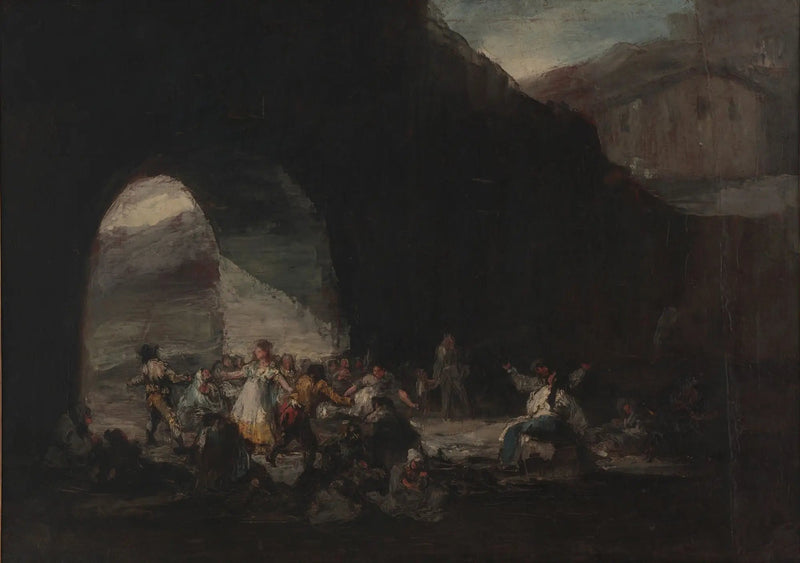 Folkelig fest under en bro eller folkebal - Francisco de Goya