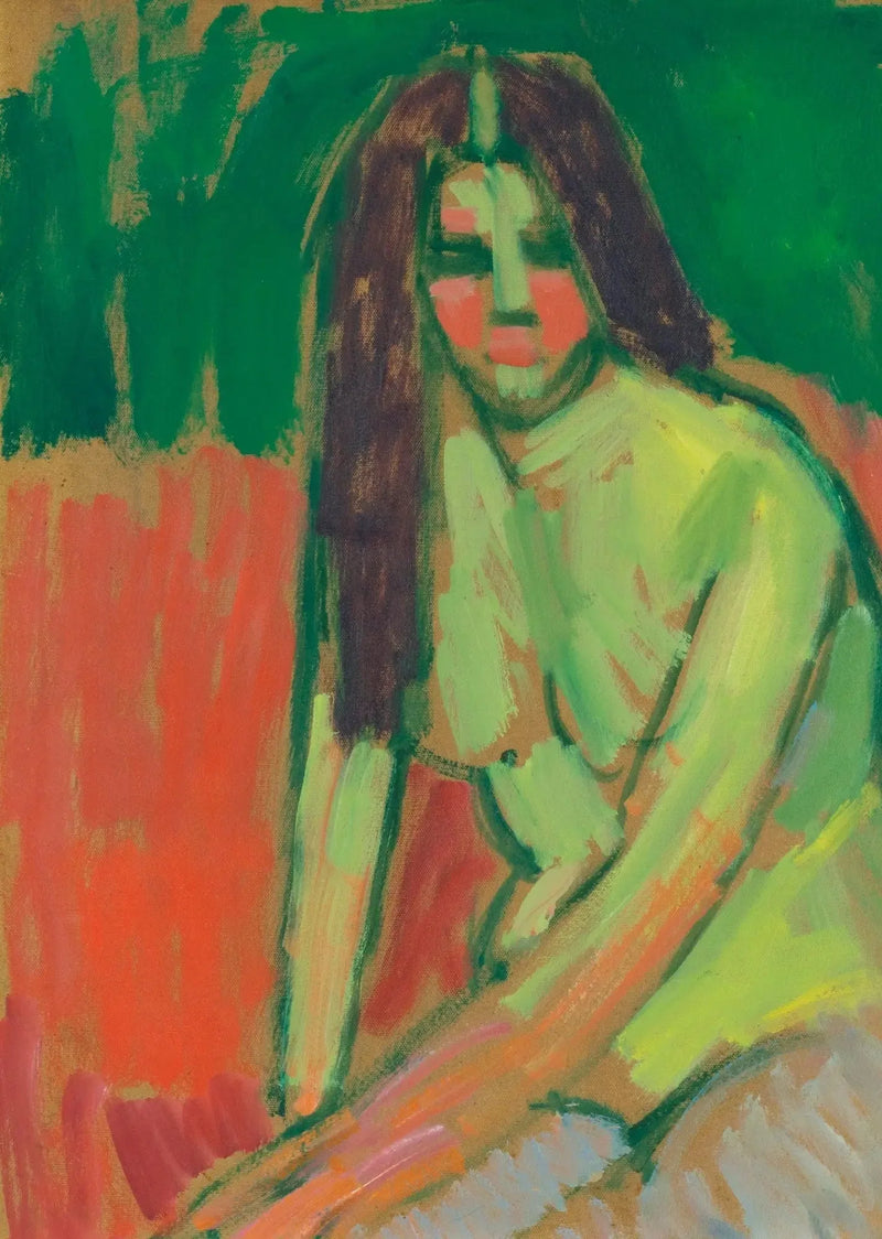 Halvnøgen figur med langt hår, siddende bøjet - Alexej von Jawlensky