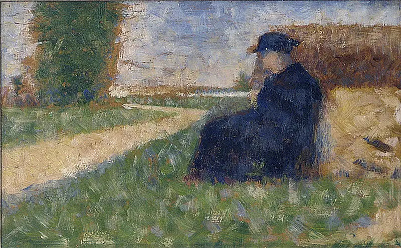 Massiv figur i et landskab ved Barbizon - Georges Seurat