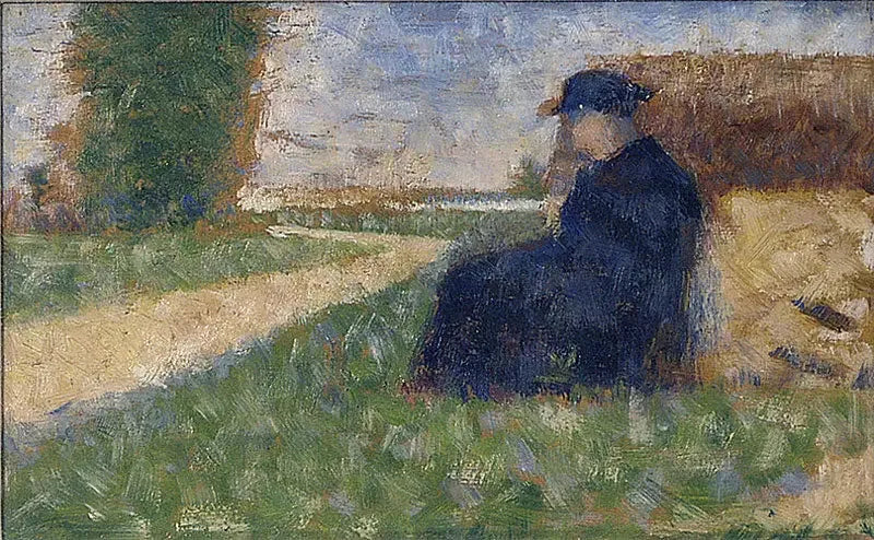 Massiv figur i et landskab ved Barbizon - Georges Seurat