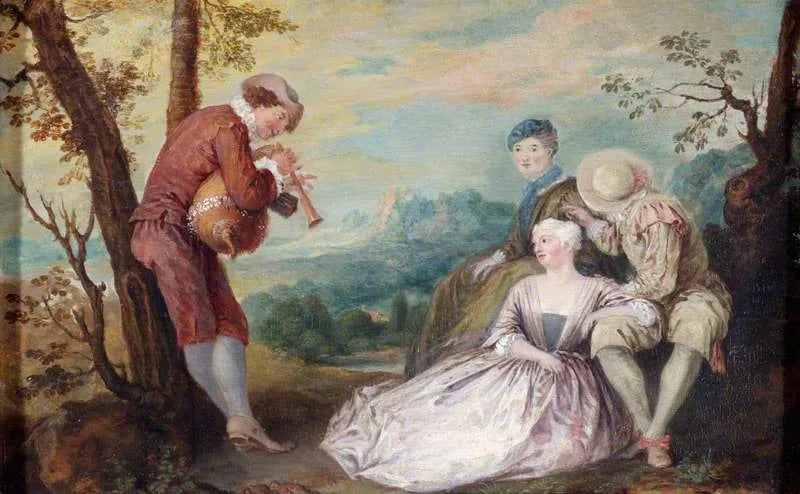 Figurer i et arkadisk landskab - Antoine Watteau