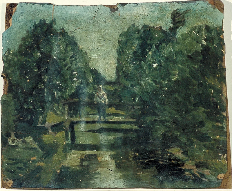 Figuur op brug in bos - Theo van Doesburg