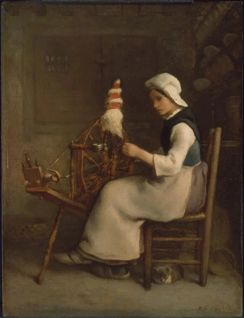 Fileur assis (Emélie Millet) - Jean-François Millet