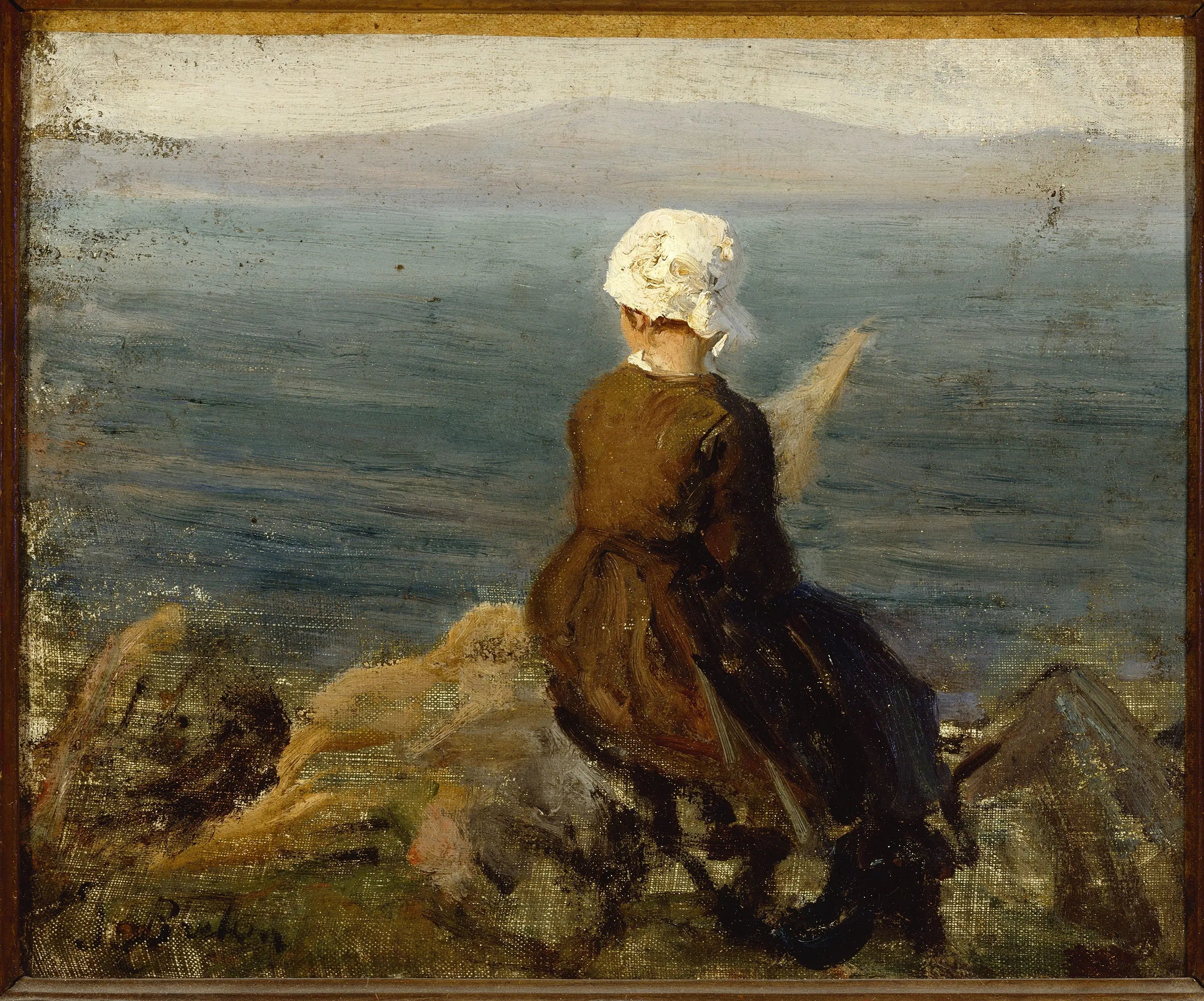 Fileuse sur les rochers à Douarnenez - Jules Breton - Alpha Reproduction