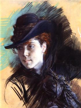 Pige med sort hat - Giovanni Boldini