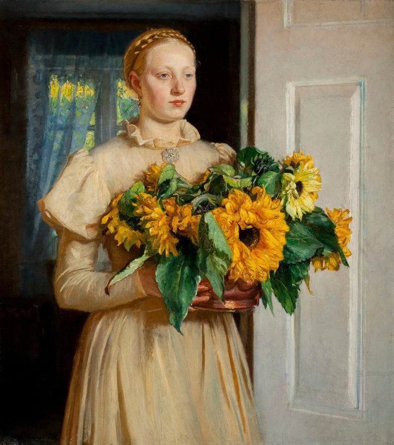 Pige med solsikker (1893) - Michael Peter Ancher