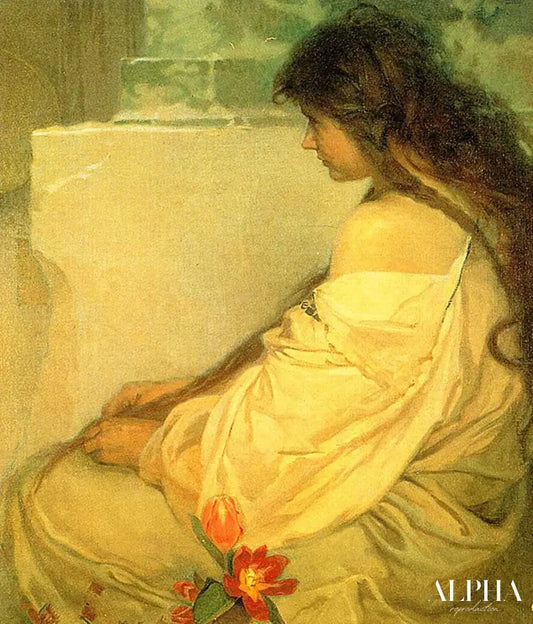 Fille avec des tulipes - Mucha - Reproductions de tableaux et peintures haut de gamme