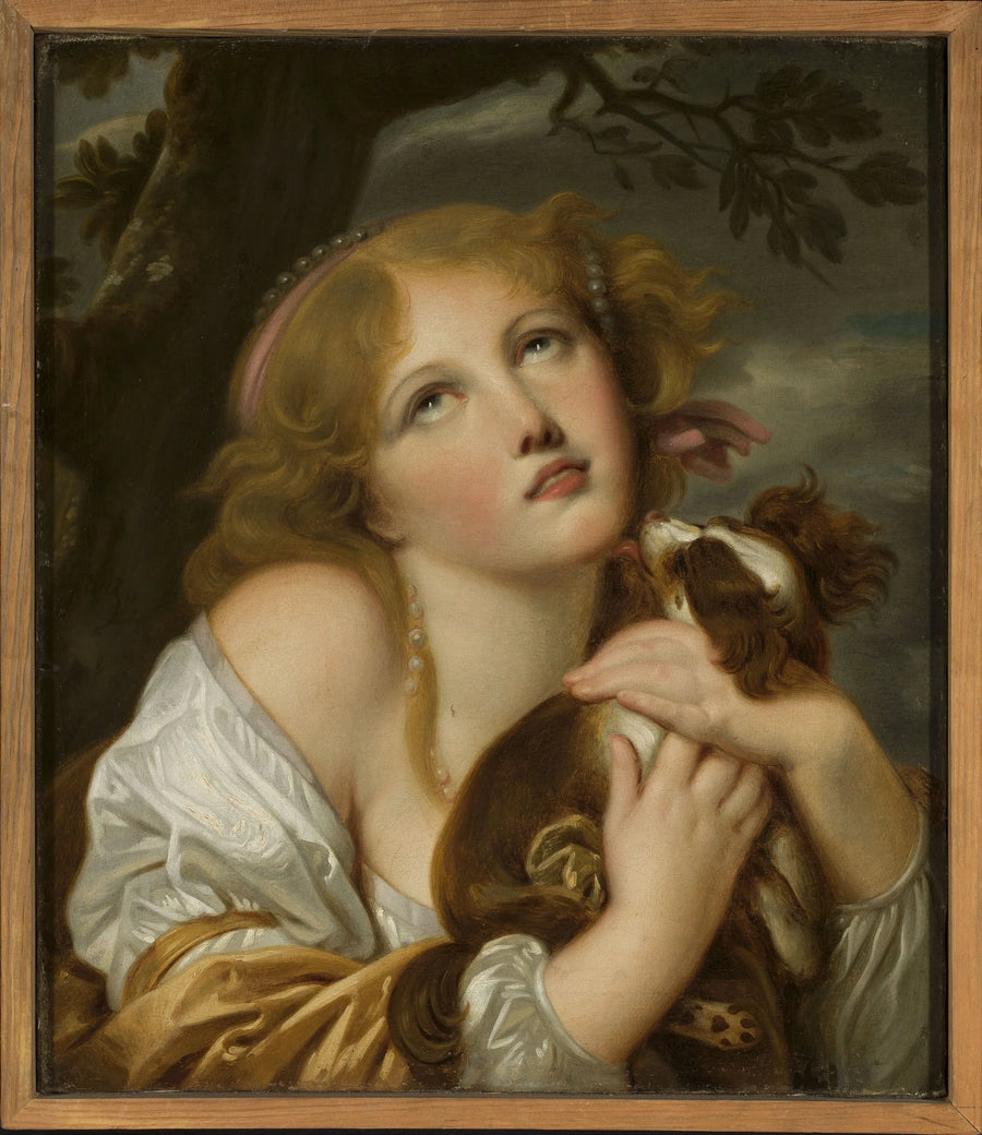Pige med en hund i hænderne - Jean-Baptiste Greuze