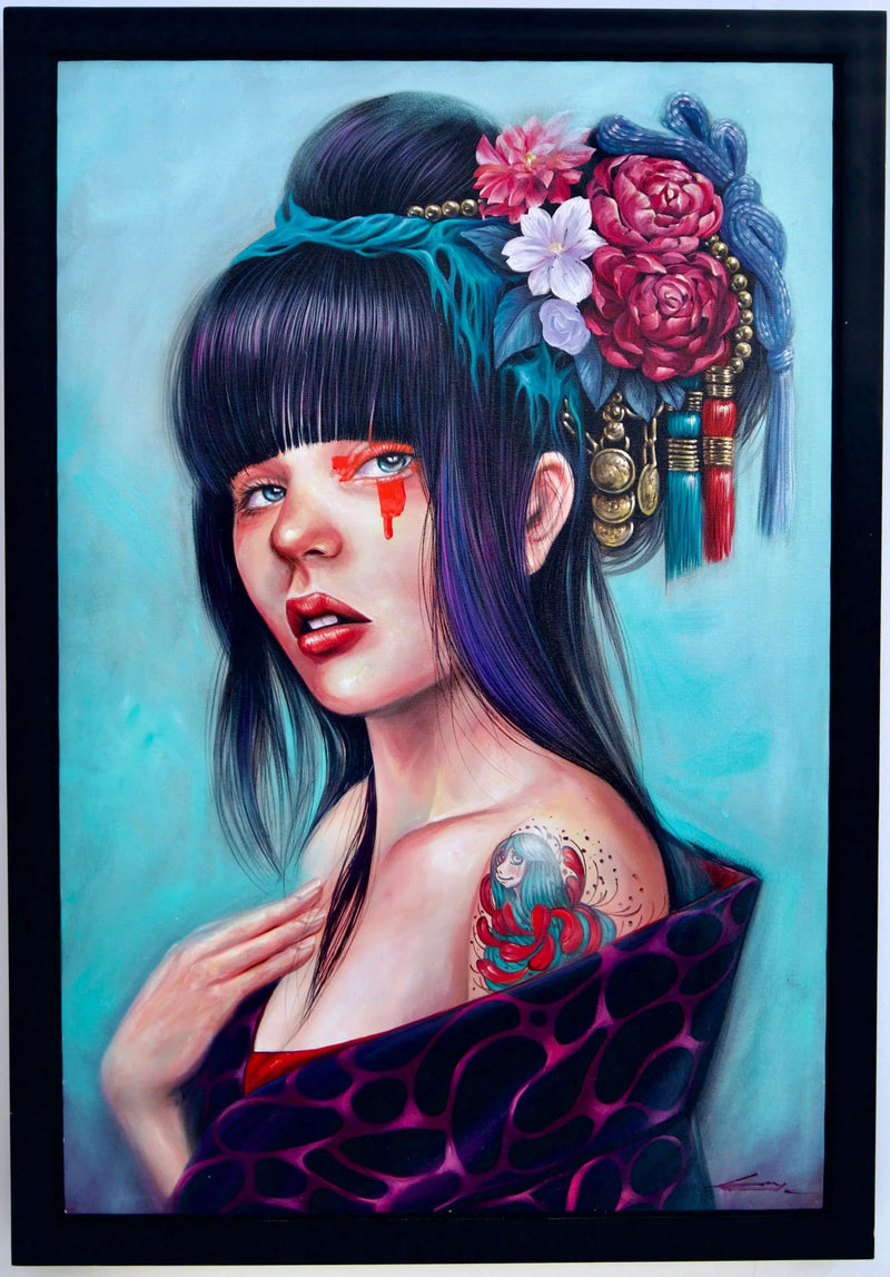 Pige med en Blomsterknold | 60 x 90 cm