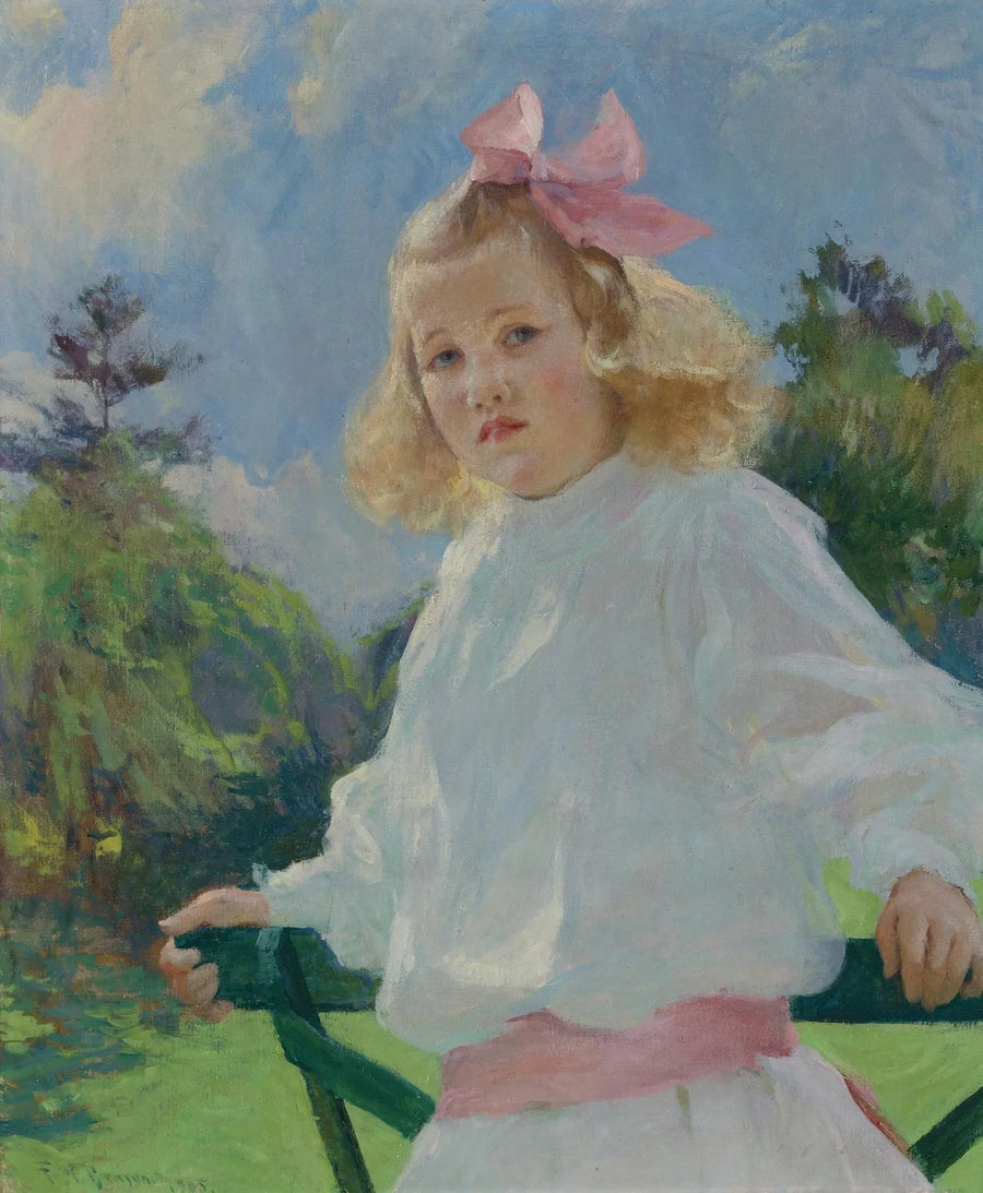 Pige med en lyserød knude - Frank Weston Benson