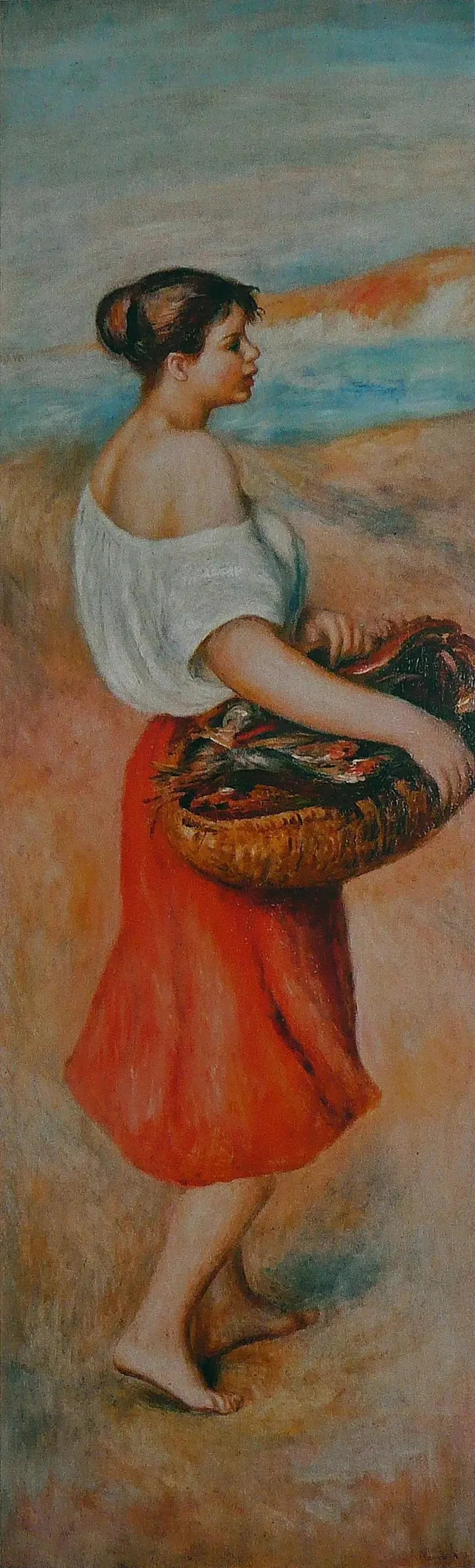 Pige med en kurv med fisk - Pierre-Auguste Renoir