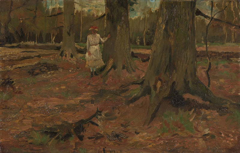 Pige i hvidt i skoven - Vincent van Gogh