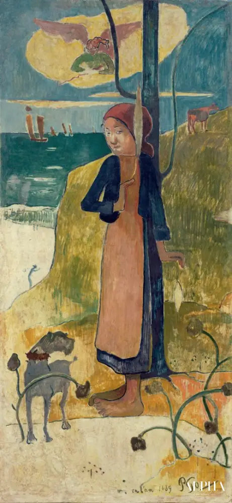 Fille bretonne qui tourne - Paul Gauguin - Reproductions de tableaux et peintures haut de gamme