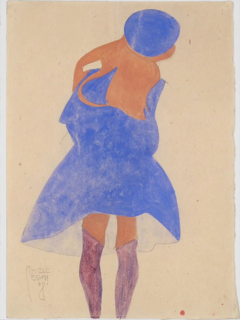 Pige stående, set bagfra - Egon Schiele