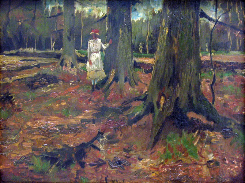 Pige i hvidt i skoven - Vincent van Gogh