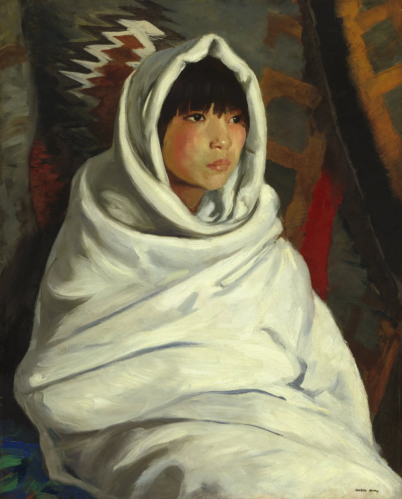 Indisk pige i et hvidt tæppe - Robert Henri