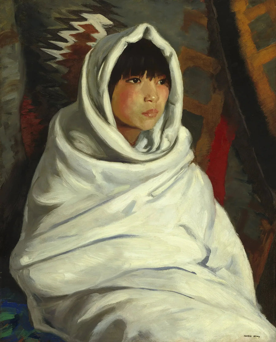 Indisk pige i et hvidt tæppe - Robert Henri