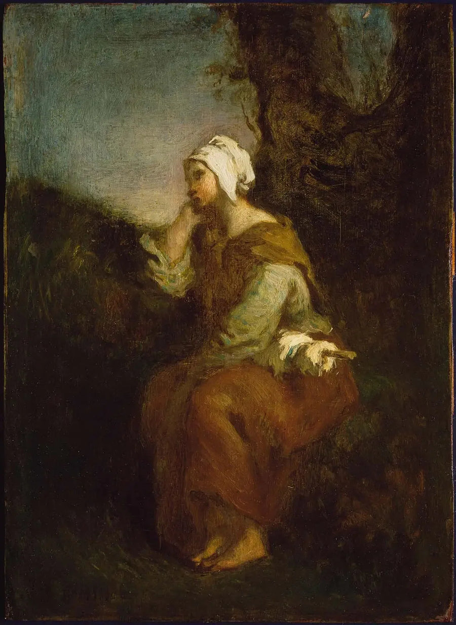 Landlig pige drømmende - Jean-François Millet