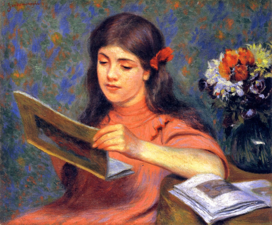 Pige, der læser en bog - Federico Zandomeneghi