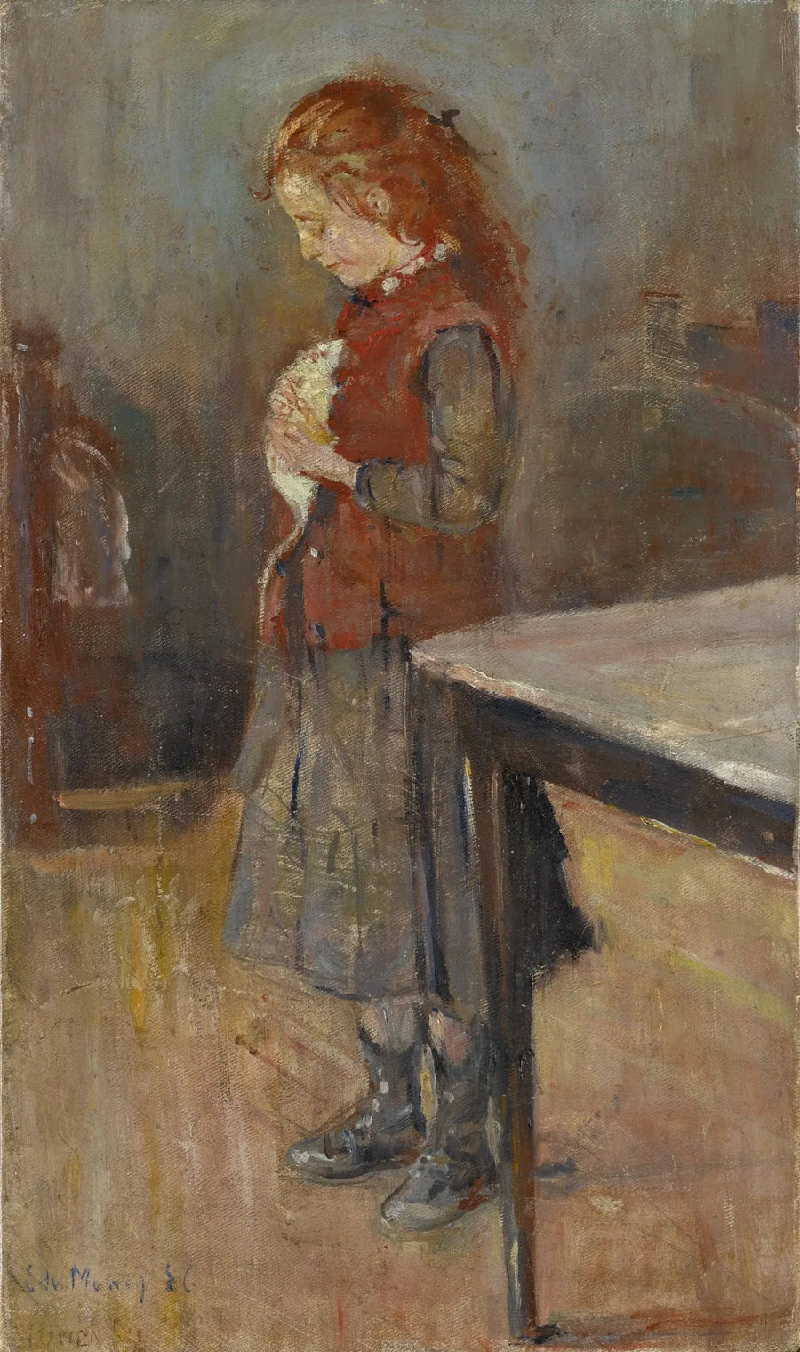 Rød pige med hvid mus - Edvard Munch