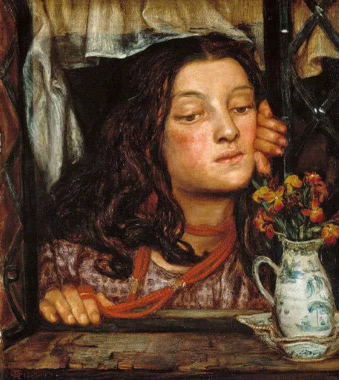Pige på et gitter - Dante Gabriel Rossetti